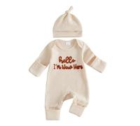Yigubigu Baby Boy Long Sleeve Jumpsuit with Hat Hello I m New Here Outfit