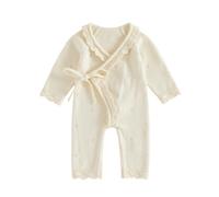 Yigubigu Newborn Girl Knitted Romper Fall Winter Baby Grow Clothes (Beige, 3-6 Months)