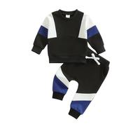 Yigubigu Toddler Baby Boy Clothes Winter Tracksuit Outfits Long Sleeve Contrast Sweatshirt Elastic Waist Trouser 2pcs Set (Royal Blue, 2-3T)