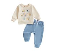 Yigubigu Toddler Baby Boy Fall Clothes Set Crane Print Pullover Sweatshirt Jumper Pants Trousers Jogger Set Infant Boys 2Pcs Winter Outfit