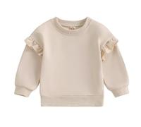 Yigubigu Toddler Baby Girl Clothes Outfits Sweatshirt Jumper Solid Color Long Sleeve Crewneck Pullovers Tops Loose Fit T Shirt Basic Cute Shirt