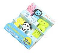 YIGZYCN 10Pcs Mini Cartoon Animal Fruit Forks, Pack of 6, Stainless Steel, Cute Fruit Forks and Holder, Kids