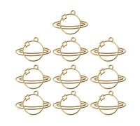 [YIGZYCN] 10pcs Planet Metal Frame Bracelet Mini Frame Gold Charm Bezel Setting UV Resin Charm Open Back Bezel Pendant