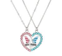 YIGZYCN 2pcs Best Friend Necklace Magnetic Matching Choker Chain Butterfly Love Heart Pendant Charm Women Girls Fashion Neck Chain
