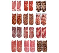 YIGZYCN 3D Digital Printed Meat Socks 1 Pair Beef Pork Short Socks Funny Simulation