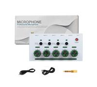 YIGZYCN 4 Channel Auditory Mixer Simultaneous Connection with Low Noise and Stereo Output for Home Studio and Podcasting Podcast Mixer