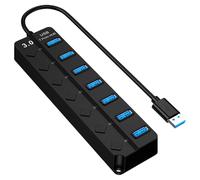 YIGZYCN 4 Port/7 Port Multi USB Splitter Hubs USB3.0 Hubs For Laptop Keyboard USB Data Hubs Splitter With Individual Switches Travel Friendly USB Hub