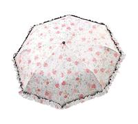YIGZYCN 8 Ribs Compact Folding Umbrella with Black Lace Trim and Sun Resistance for Women Men Compact Tri Fold Travel Umbrella