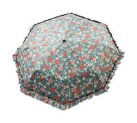 YIGZYCN 8 Ribs Compact Folding Umbrella with Black Lace Trim and Sun Resistance for Women Men Compact Tri Fold Travel Umbrella