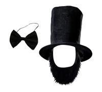 YIGZYCN Abrahams Lincolns Costume Accessories Necktie Abrahams Lincolns Hat with Beard Presidents Day Costume for Adult Teen