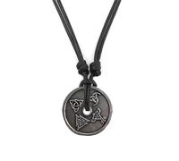 [YIGZYCN] Adjustable Rune Pendant Necklace Black Alloy Amulet Neck Chain Cultural Lover Ethnic Charm Clavicle Chain