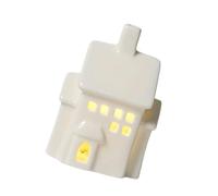 YIGZYCN Artisanal Ceramic Vacation Home with Warm LED Light Christmas Worktop Decoration for Comfortable Mood Ceramic Christmas Village House