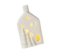 YIGZYCN Artisanal Ceramic Vacation Home with Warm LED Light Christmas Worktop Decoration for Comfortable Mood Ceramic Christmas Village House