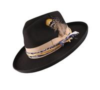YIGZYCN Breathable Wood Fedoras Hat With Rolled Brims Featherd Jazzy Hat For Men And Women Unique Cosplay Party Head Accessories