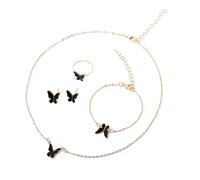 YIGZYCN Butterfly Jewelry Set Girls Necklace Fashionable Pendant Neck Chain Adjustable With Bangle Rings Earrings