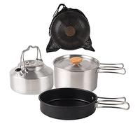 YIGZYCN Camping Cookware Set Stainless Steel Campfire Cookware Pot Kettle Combo Kit with Storage Bag Outdoor Cookware Set