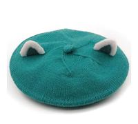 YIGZYCN Cat Ears Painter Hat Plain Knit Octagon Hat Wild Autumn Winter Daily Wear Morning Go