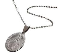 YIGZYCN Catholic Virgins Necklace Accessory For Women Religious Faith Stainless Steel Oval Pendant Neck Jewelry Catholic Jewelry
