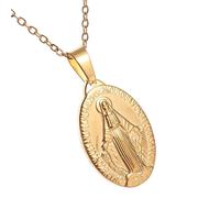 YIGZYCN Catholic Virgins Necklace Accessory For Women Religious Faith Stainless Steel Oval Pendant Neck Jewelry Catholic Jewelry
