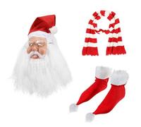 YIGZYCN Christmas Santa Fancy Dress Fancy Father Christmas Dress Up Props For Adults Santa Full Face Scarf Set Santa Dress Up Set