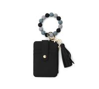 YIGZYCN Compact Travel Card Wallet Soft Zippers Closure Silicone Beaded Wristband PU Leather Card Holder Coin Purse For Women Cardholder With Security Closure