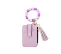 YIGZYCN Compact Travel Card Wallet Soft Zippers Closure Silicone Beaded Wristband PU Leather Card Holder Coin Purse For Women Cardholder With Security Closure
