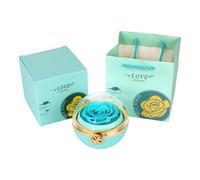 YIGZYCN Elegant Rotating Rose Jewelry Case Featuring Preserved Flowers Unique Gifts Accessory For Trendy Couples In Love Decorative Jewelry Storage