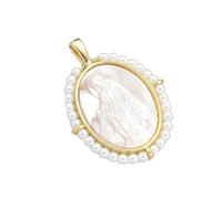 [YIGZYCN] Fashionable Oval Medal Virgin Mary Pendant Charm Accessory for Jewelry Making with Freshwater Pearls and Seashell