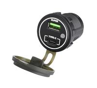 YIGZYCN Fast Charging Car Adapter 66W USB Type C And USB Double Port With Features For Car Motorcycles Boats Black