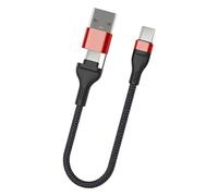 YIGZYCN Fast Charging Cord USB+USB C to Type C 60W Power 35cm Braided Cable for Power Case Accessories Short Portable Charging Cable
