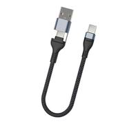 YIGZYCN Fast Charging Cord USB+USB C to Type C 60W Power 35cm Braided Cable for Power Case Accessories Short Portable Charging Cable