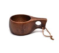 YIGZYCN Finland Kuksa Portable Coffee Mug Acacia Wood Handle Rope Hook Milk Cup Chopsticks Rest Adult Gift Wooden Cup Drinks Finnish Mug