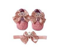 YIGZYCN First Walking Shoes with Matching Headband Breathable and Soft Soles Infant Shoes Headpiece