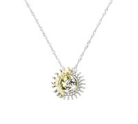 [YIGZYCN] Gold Sliver Two-Tone Solid Polished Reversible Sun Moon Pendant for Women Men Girls Boys Daughter