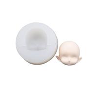 YIGZYCN Human Face Shape OB11 Soft Ceramic Version Happy Close Eyes Light Clay Fondant Silicone Mold 4.5cm 6cm