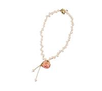 YIGZYCN Jewelry Necklace with Rose Centerpiece, Clavicle Length Accessory for Casual Looks and Evening Wear Rose Flower Necklace Floral Collarbone Chain Fashion Daily Wear Neckchain Floral Jewelry
