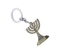 YIGZYCN Jewish Keychain For Hanukkah Celebration Zinc Alloy Jerusalem Candlestick Menorah Keychain Bulk