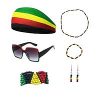 YIGZYCN Juneteenth African Women's Jewelry Set Jamaica Accessories Queen Dangle Earring Sunglass Beaded Bracelet for Black Women