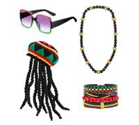 YIGZYCN Juneteenth African Women's Jewelry Set Jamaica Accessories Queen Dangle Earring Sunglass Beaded Bracelet for Black Women