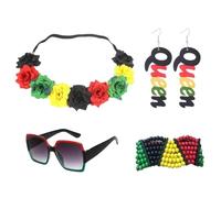 YIGZYCN Juneteenth African Women's Jewelry Set Jamaica Accessories Queen Dangle Earring Sunglass Beaded Bracelet for Black Women