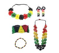 YIGZYCN Juneteenth African Women's Jewelry Set Jamaica Accessories Queen Dangle Earring Sunglass Beaded Bracelet for Black Women