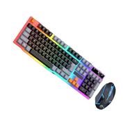 YIGZYCN LED Backlit Large Mechanical Feeling with USB Cord Multimedia PC Gaming Keyboard Mouse Combo for Office Keyboard Work
