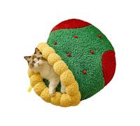 YIGZYCN Lovely Christmas Themed Pet Shelter House with Soft Removable Cushion Winter Warm Bed for Dog Cats and Small Animals Christmas Theme Pet House