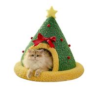 YIGZYCN Lovely Christmas Themed Pet Shelter House with Soft Removable Cushion Winter Warm Bed for Dog Cats and Small Animals Christmas Theme Pet House