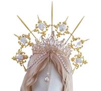YIGZYCN Luxurious Halloween Crowns Pearls Headwear Lightweight And Comfortable Headpieces Cosplay Accesories For Daily Wear Fashion Photography Props