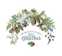 YIGZYCN Merry Christmas Wall Stickers Pine Cones Branches Berries Green Window Clings Glass Door Posters Decor
