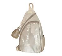 [YIGZYCN] Nylon PVC Crossbody Bag Clear Layer Handbag with Trendy Going Out Clear Front Pocket and Adjustable Strap Casual Shoulder Bag, white