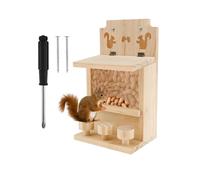 YIGZYCN Outdoor Wooden Animal Feeding Tray with Anti Spill Barriers and Removable Observation Panel for Nature Lovers Upgraded Nut Feeder Design