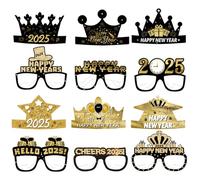 YIGZYCN Paper Eyeglasses And Hats Set For 2025 New Year Parties Eyeglasses Handmade Accessories Stylish Photography Props Celebration Accessories