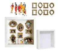 YIGZYCN Personalize Miniature Museums Silhouetted Box Set with Gold Frame and Figures Photo Display Shadows for Home Decors Personalize Museums Photo